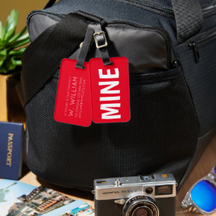 MINE - Lustigt synlig typ lätt att se läst rött Bagagebricka