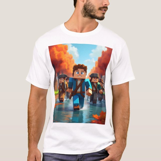 Minecraft äventyrare som utforskar en ström t shirt (Framsida)
