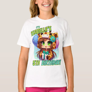 Minecraft Birthday, Cute Girl, Minecrafter, Party T Shirt