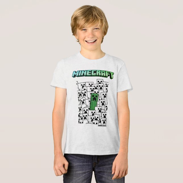 Minecraft Boys Mesh Skriv ut Tee - vitt (Framsida Full)