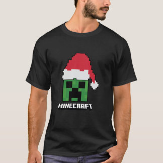 Minecraft Christmas Creeper Santa Hat  T Shirt
