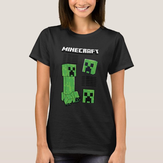 Minecraft Creeper With Floating Heads Design T Shirt (Framsida)