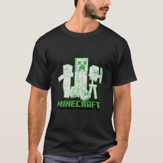 Minecraft Creeper Zombie Skeleton Line Art Mashup T Shirt