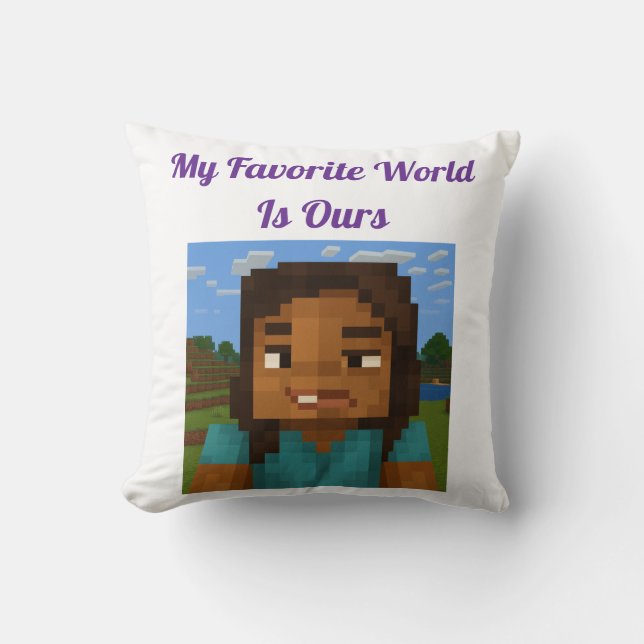 Minecraft-Inspired Gamer Pillow | Pixel Art Couple Kudde (Framsida)