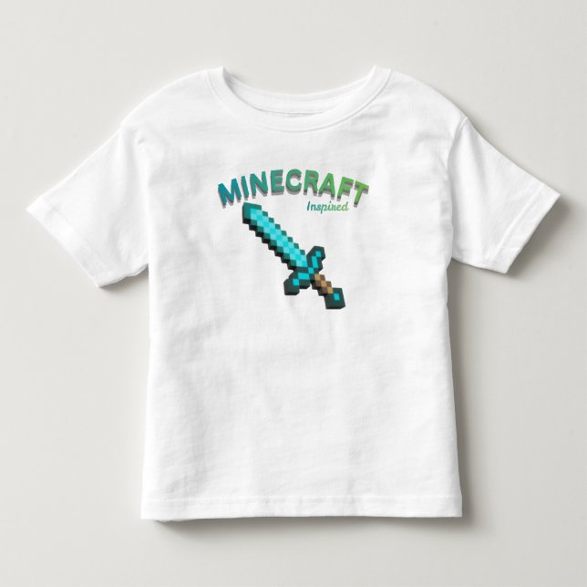 Minecraft-inspirerad pixel-svärd gaming t-shirt (Framsida)
