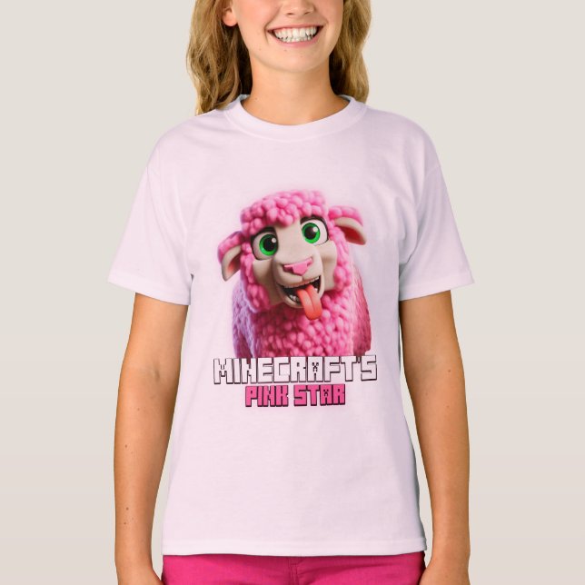 Minecraft, Rosa Sheep, Minecrafter, Cute, Funny T Shirt (Framsida)