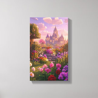 Minecraft Stil Blomsterträdgård Väggkonst – Drömli Canvastryck
