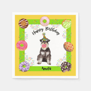 Mineistisk Schnauzer Donuts Party födelsedag Napk Pappersservett