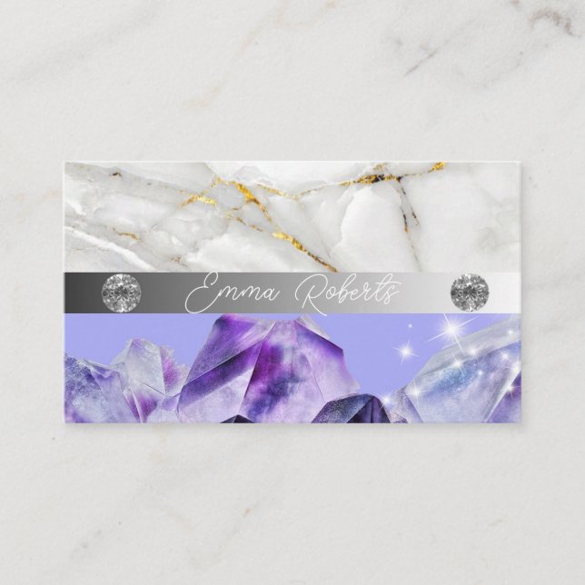 Mineral Amethyst Crystal Quartz Struktur Business  Visitkort (Framsida)