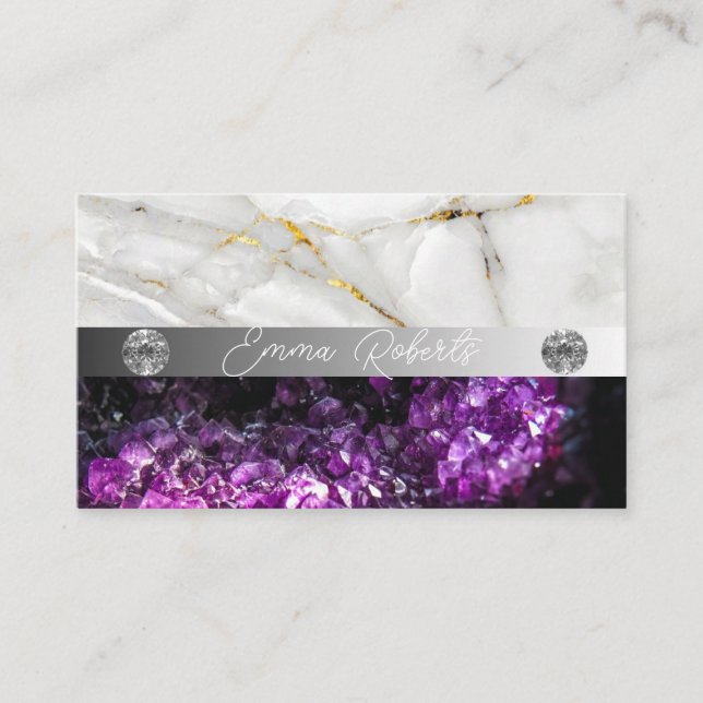 Mineral Amethyst Crystal Quartz Struktur Business  Visitkort (Framsida)