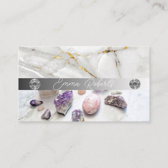 Mineral Amethyst Crystal Quartz Struktur Visitkort (Framsida)