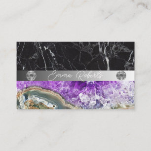 Mineral Lila Amethyst Crystal Quartz Struktur Buss Visitkort