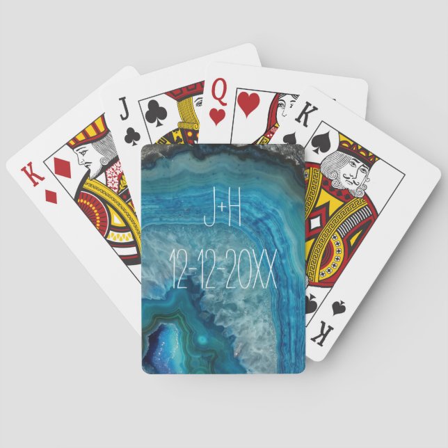 Mineralagatkristallbild för blått geode Sten Casinokort (Baksidan)