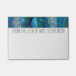 Mineralagatkristallbild för blått geode Sten Post-it Block