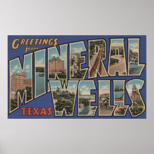 Mineralbrunnar, Texas - stora brevplatser Poster