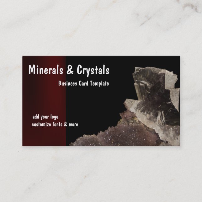 Mineraler och Quartz Crystals Visitkort (Framsida)