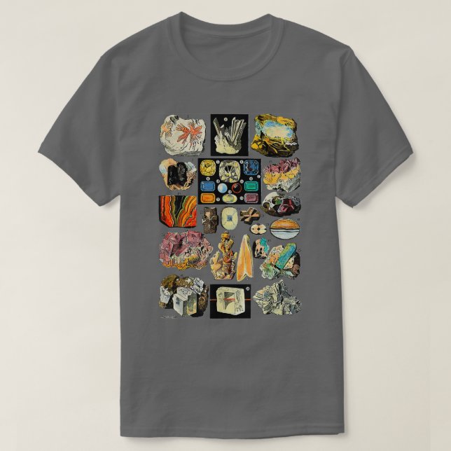 Mineralgrammen och kristallerna Sten som samlar in T Shirt (Design framsida)