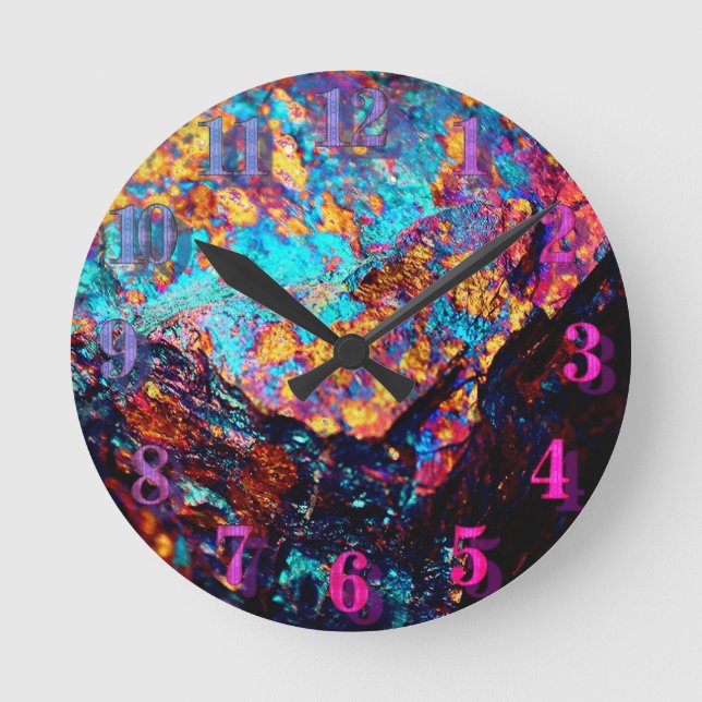 Mineralisk kalkhalopyrit, gemstenskryststen rund klocka (Framsida)