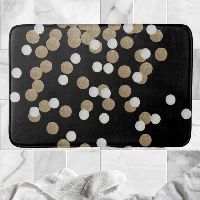 Mineralistisk svart glitter-champagne guld-konetti badrumsmatta (minimalist glitter black champagne gold confetti bath mat)