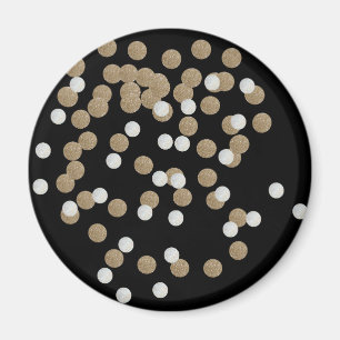 Mineralistisk svart glitter-champagne guld-konetti magnet