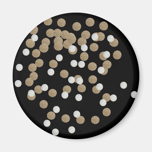 Mineralistisk svart glitter-champagne guld-konetti magnet (Framsidan)
