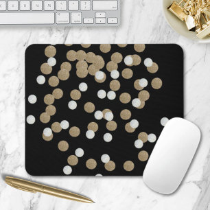 Mineralistisk svart glitter-champagne guld-konetti musmatta