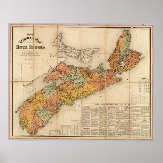 Mineralmineral karta i Nova Scotia Poster (Framsidan)