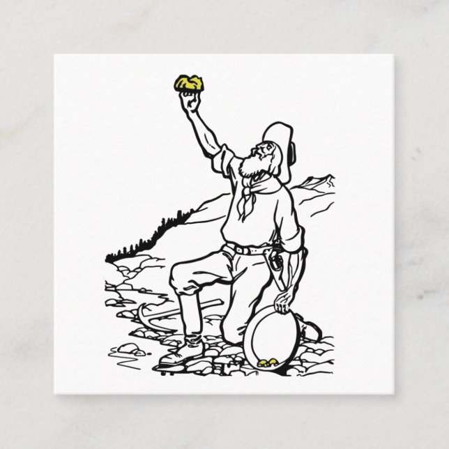Mineralprospektör för gammal Guld Fyrkantigt Visitkort (Framsida)