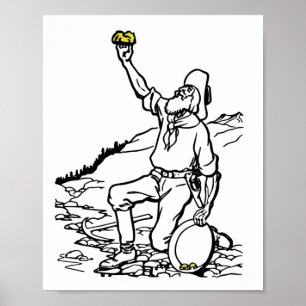 Mineralprospektör för gammal Guld Poster