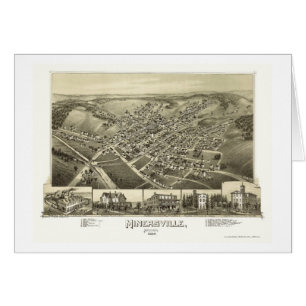 Minersville panorama- karta för PA - 1889 Hälsningskort