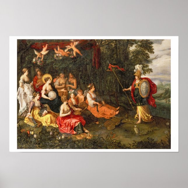 Minerva besöker muserna på Helicon-monteringen Poster (Framsidan)