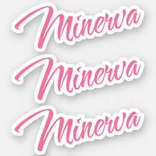 Minerva namn söt dekorativt skriptteckensnitt x3 klistermärken