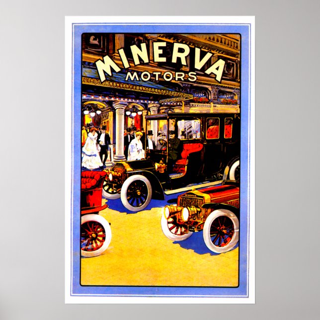 Minerva ~ Vintage Belgium Automobile Ad Poster (Framsidan)