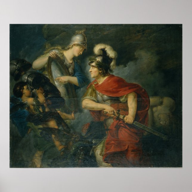 Minerva visar sin avund i den polerade skölden poster (Framsidan)