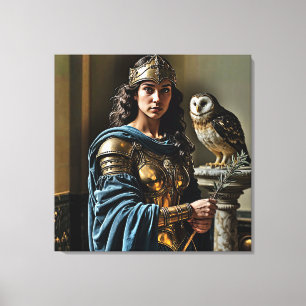 Minerva's Silent Vigil - Roman Goddess Canvastryck