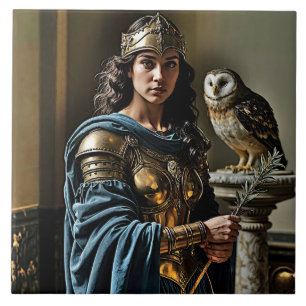 Minerva's Silent Vigil - Roman Goddess Kakelplatta