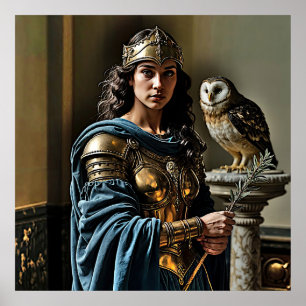 Minerva's Silent Vigil - Roman Goddess Poster