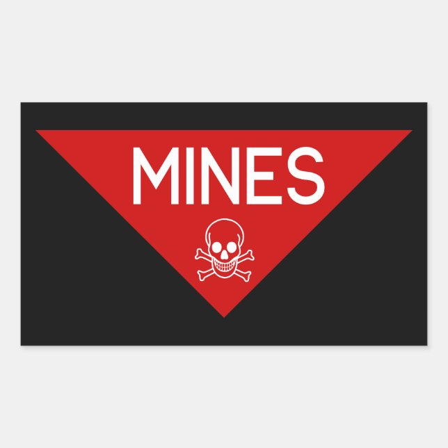 MINES SIGN | SIGNAGE | SYMBOL REKTANGULÄRT KLISTERMÄRKE (Framsida)