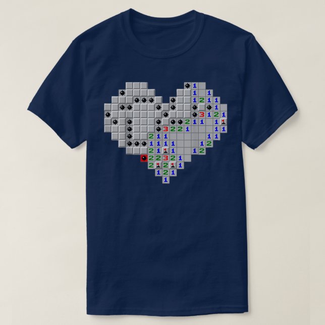 Minesweeper Heart Valentine Day  T Shirt (Design framsida)