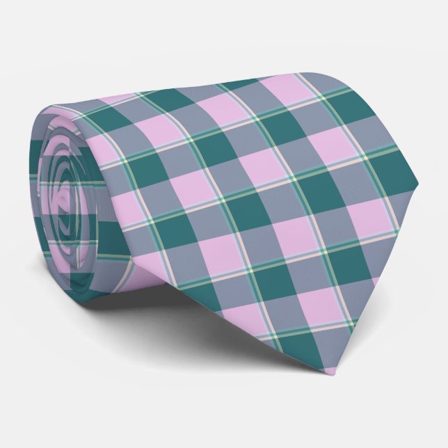 Ming and Melanie Plaid Blue Pink Neck Tie Slips (Rullad)