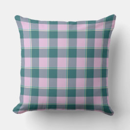 Ming and Melanie Plaid Pink Teal Kudde