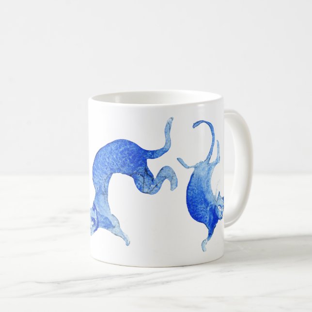 MING Blå Katter - Cosmo Watercolour Kaffemugg (Framsida höger)