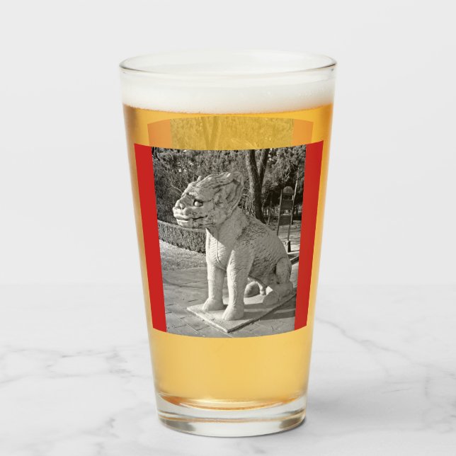 Ming Grav Dragon B&W Glaskopp (Framsida fylld)