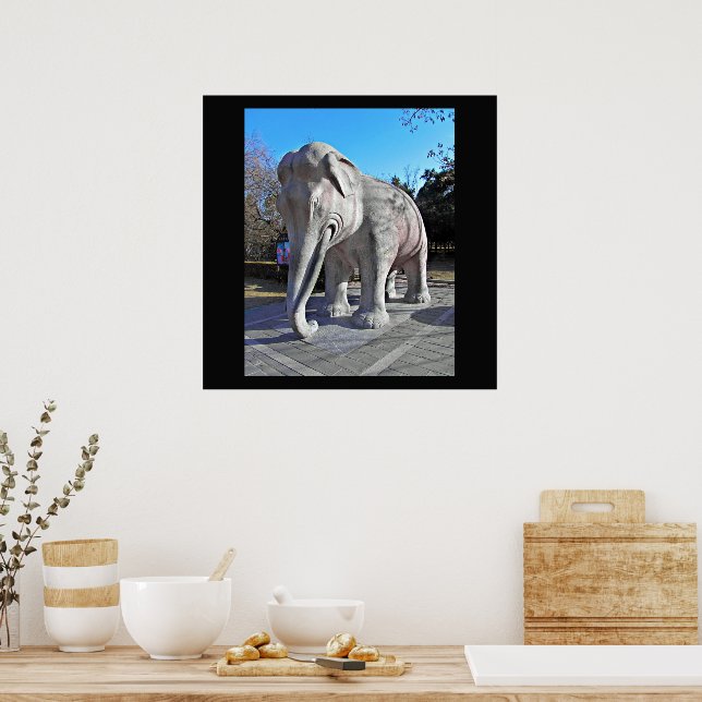 Ming Grav Elephant Poster (Kök)
