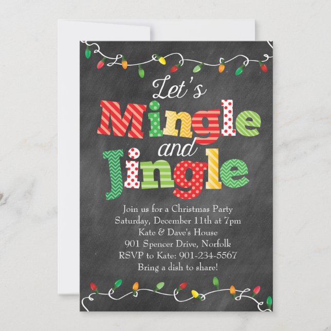 Mingle & Jingle jul Ljus Inbjudningar (Framsida)