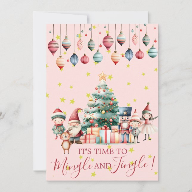 Mingle & Jingle jul Ornament Party Inbjudningar (Framsida)