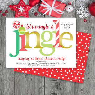 Mingle & Jingle Red Guld Cute Jul Party Inbjudningar