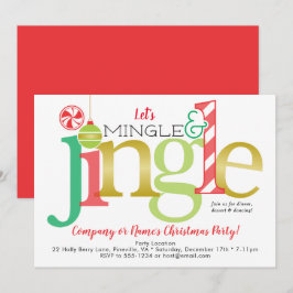 Mingle & Jingle Red Guld Helgdag,, Party Inbjudningar