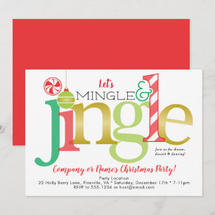 Mingle & Jingle Red Guld Helgdag,, Party Inbjudningar
