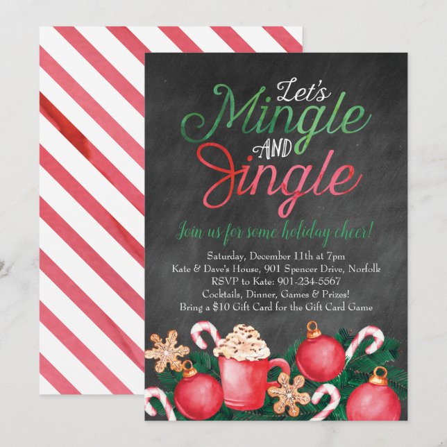 Mingle & Jingle Watercolor Paediatric jul Inbjudningar (Fram/baksida)
